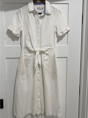 Vineyard Vines White Tie-Front Midi Shirt Dress